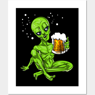 Space Alien Beer Lover Posters and Art